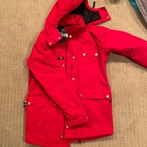 Red air blaster winter coat